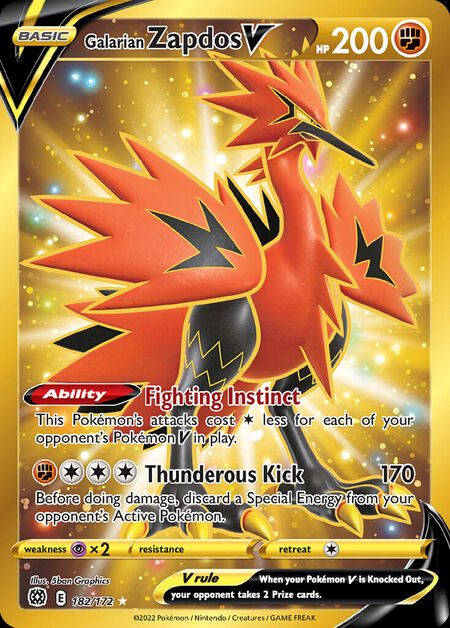 Galarian Zapdos V BRS 182