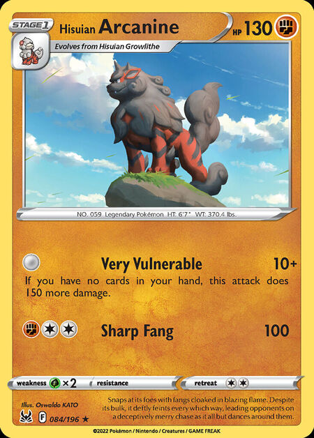 Hisuian Arcanine LOR 84